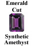 Example of Emerald Shaped Simulated or Synthetic Faceted Amethyst